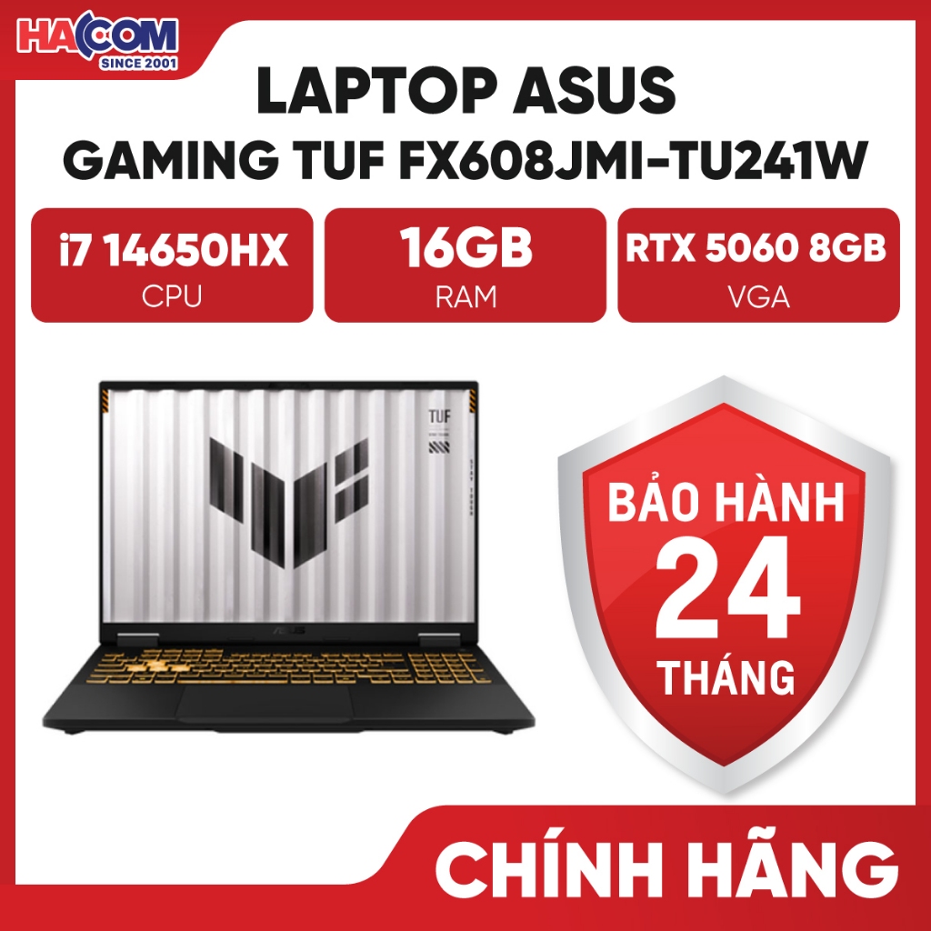 Laptop Asus Gaming TUF FX608JMI-TU241W (i7 14650HX/16GB/512GB/16" FHD 144hz/RTX 5060 8GB/Win11)