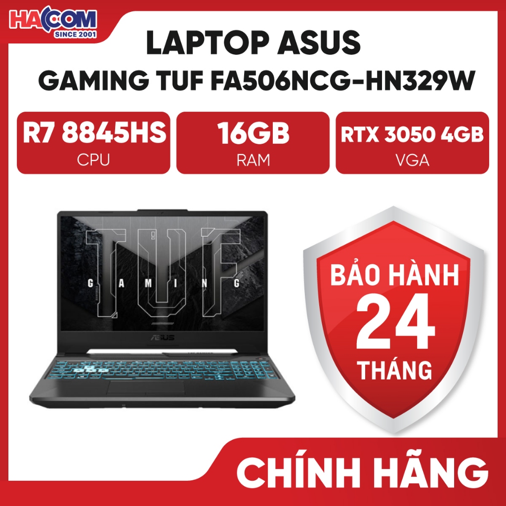Laptop Asus Gaming TUF FA506NCG-HN329W (R7 8845HS/16GB/ 512GB/ 15.6" FHD 144Hz/RTX 3050 4GB/ Win11/ 