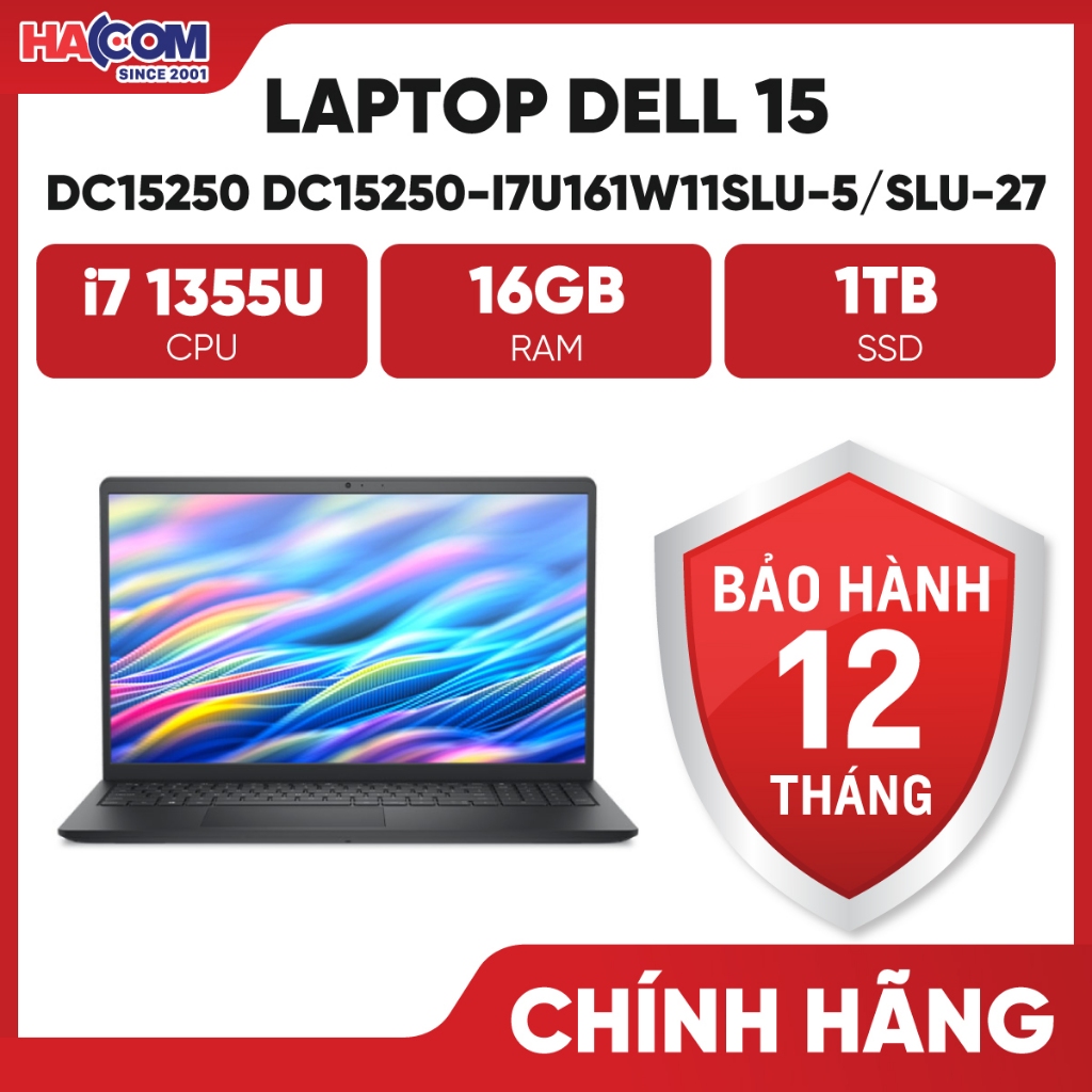 Laptop Dell 15 DC15250 DC15250-i7U161W11SLU-5/SLU-27 (i7 1355U/16GB/1TB/15.6" FHD 120Hz/Win11H/Offic