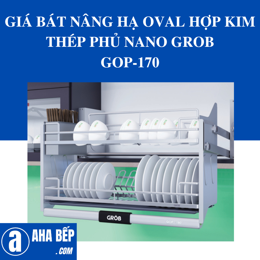 GIÁ BÁT NÂNG HẠ OVAL HỢP KIM THÉP PHỦ NANO GROB GOP-170