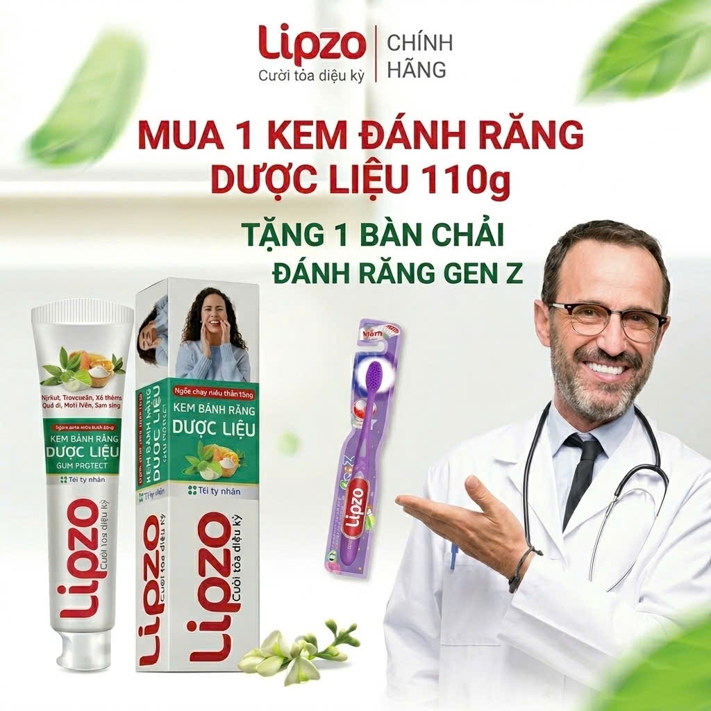 [Mua 2 Tặng 1] Kem Đánh Răng Dược Liệu Lipzo Bảo Vệ Răng Và Nướu 110g