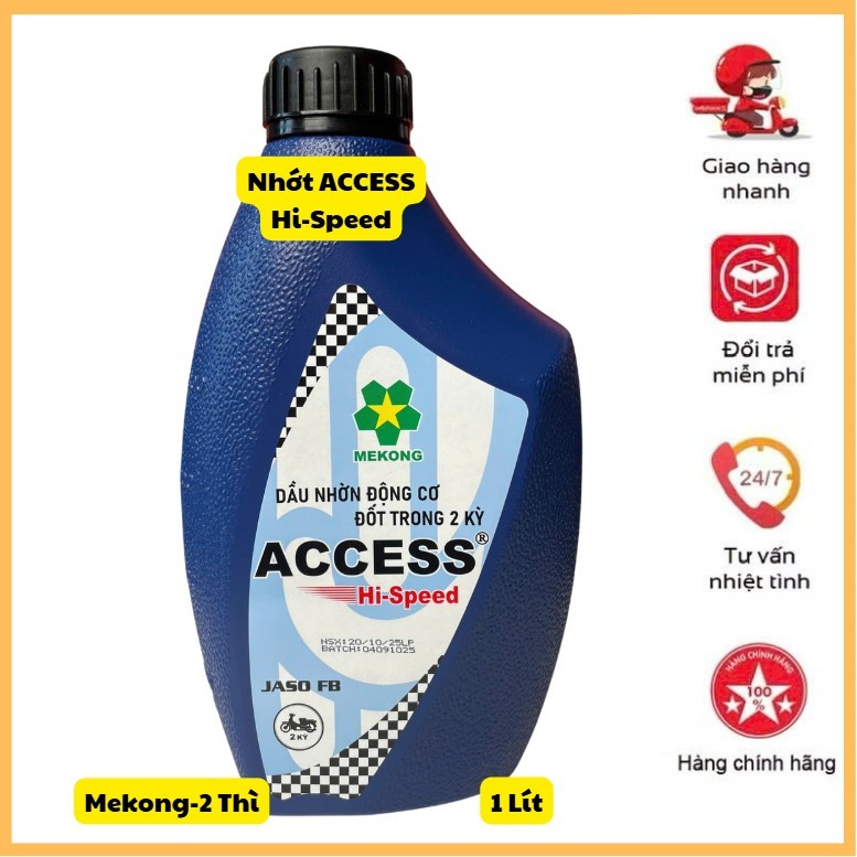 🎁Nhớt Access Hi-Speed 2 Thì 1 Lít (Bình Xanh Nắp Đen) Dùng Cho Động Cơ 2 Thì