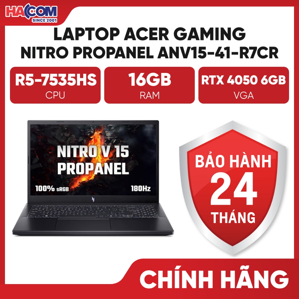 Laptop Acer Nitro ProPanel ANV15-41-R7CR (Ryzen 5 7535HS/ GeForce RTX™ 4050/ 16GB/ 512GB/ Windows 11