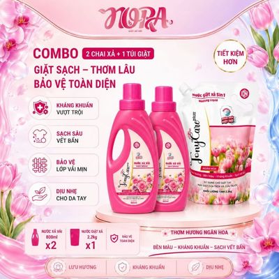 Combo Tiết Kiệm Tony Care Plus Nước Giặt Xả Và Nước Xả Vải - Thơm Lâu, Kháng Khuẩn, Vải Mềm Mại