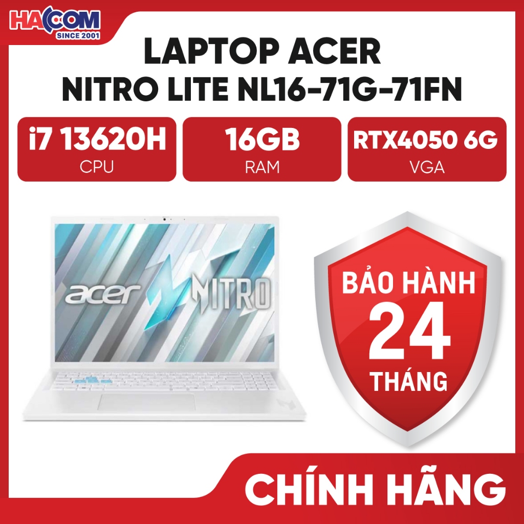 Laptop Acer Nitro Lite NL16-71G-71FN (NH.D5ASV.003) (i7 13620H/16GB/512GB/RTX4050 6G/16" FHD 165Hz/W