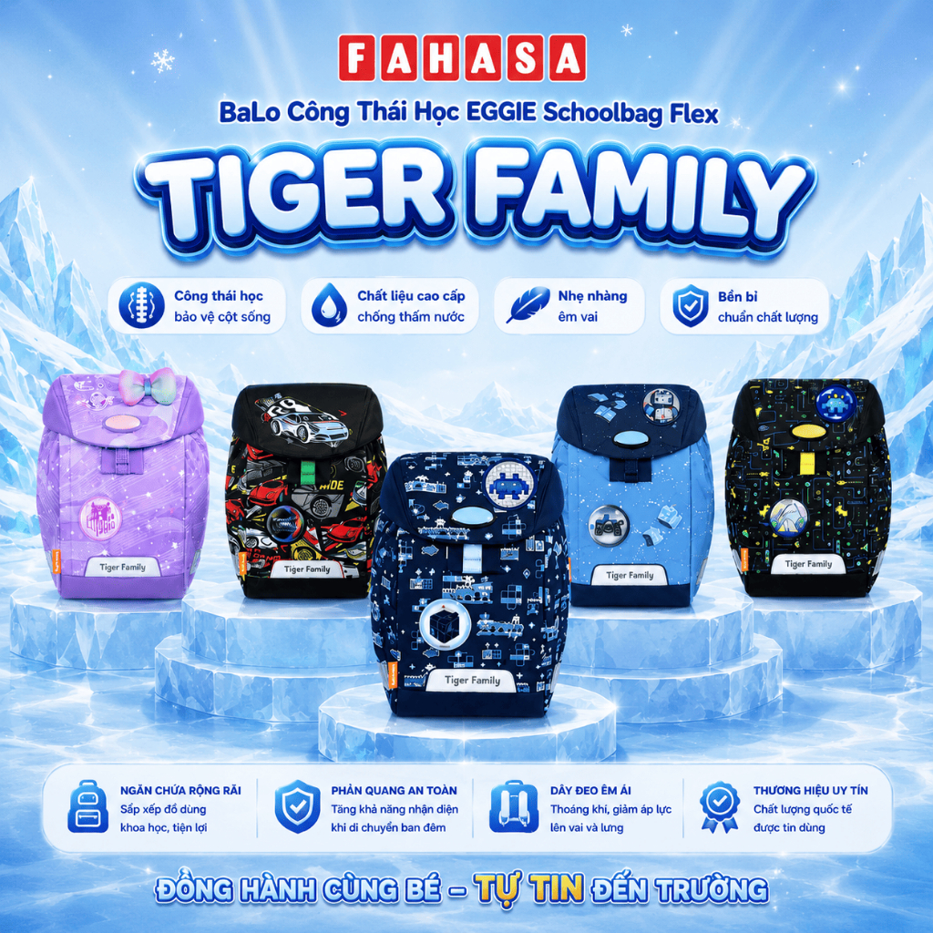 Ba Lô Công Thái Học Eggie Schoolbag Flex S - Tiger Family