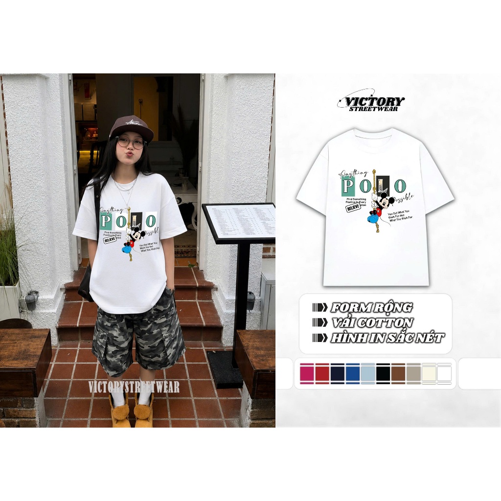 Áo Phông Unisex Họa Tiết POLO BEAR Graphic Oversize Streetwear Cotton 100%