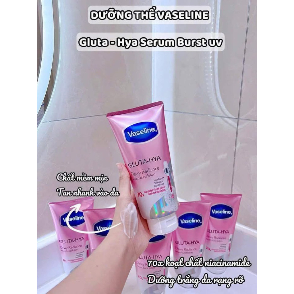 Dưỡng Thể Vaseline 70x Hồng Healthy Bright Gluta HYA Serum