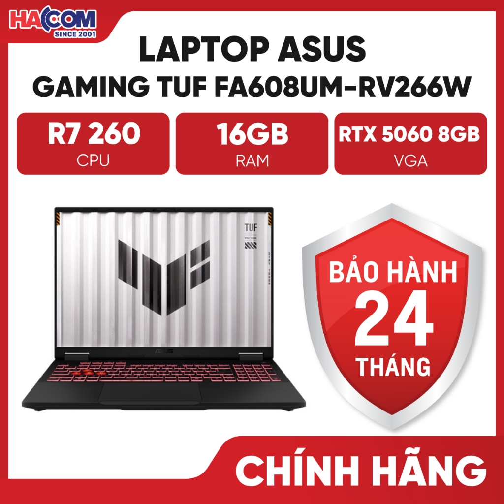Laptop Asus TUF Gaming A16 FA608UM-RV266W (Ryzen 7 260/GeForce RTX™ 5060/16GB/512GB/16 FHD 165Hz/Win