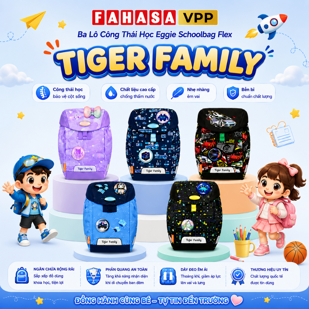 Ba Lô Công Thái Học Eggie Schoolbag S - Tiger Family
