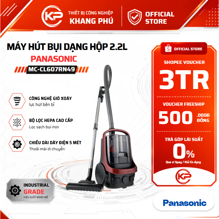 Máy hút bụi không túi Panasonic MC-CL607RN49