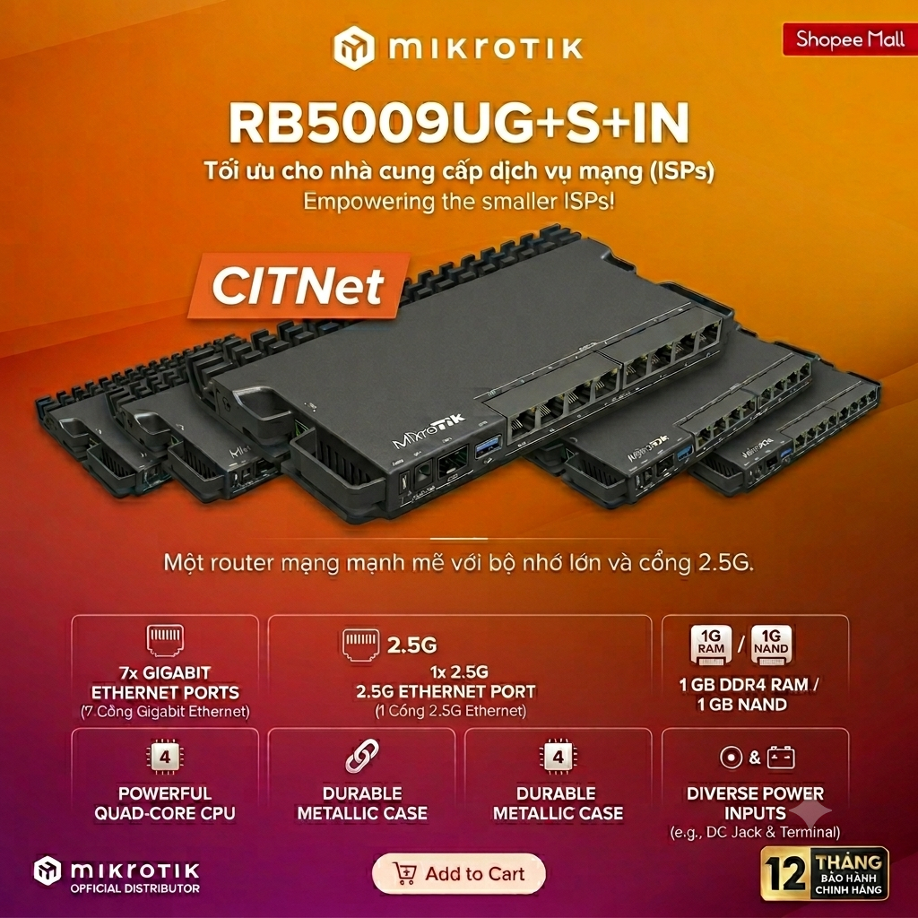 Thiết Bị Cân Tải Chuyên Dụng Router Mikrotik RB5009 hàng mới chính hãng BH 12 Tháng