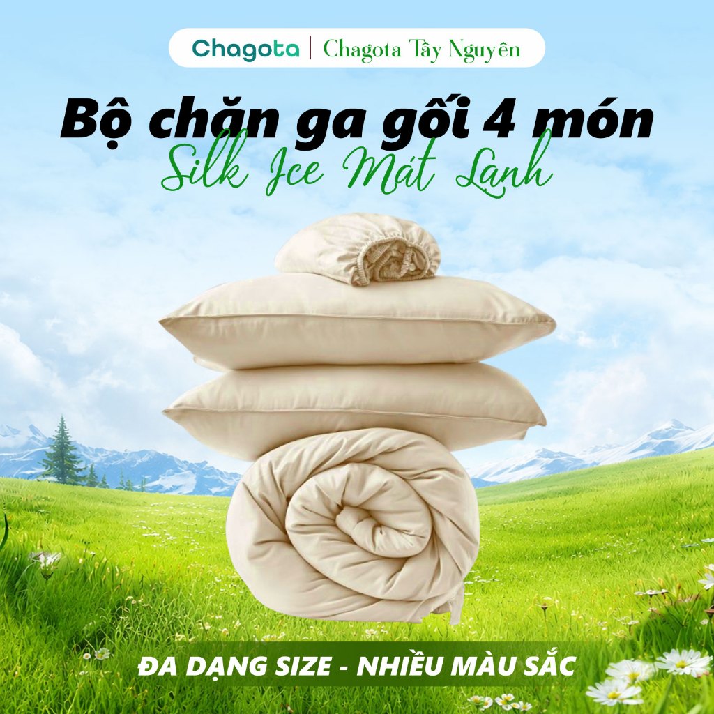 Bộ Chăn Ga Gối Lụa Silk Ice, Công Nghệ Mát Siêu Mịn, Nằm Thoải Mái, Đa Dạng Mùa 1mx2m Đến 2mx2m2