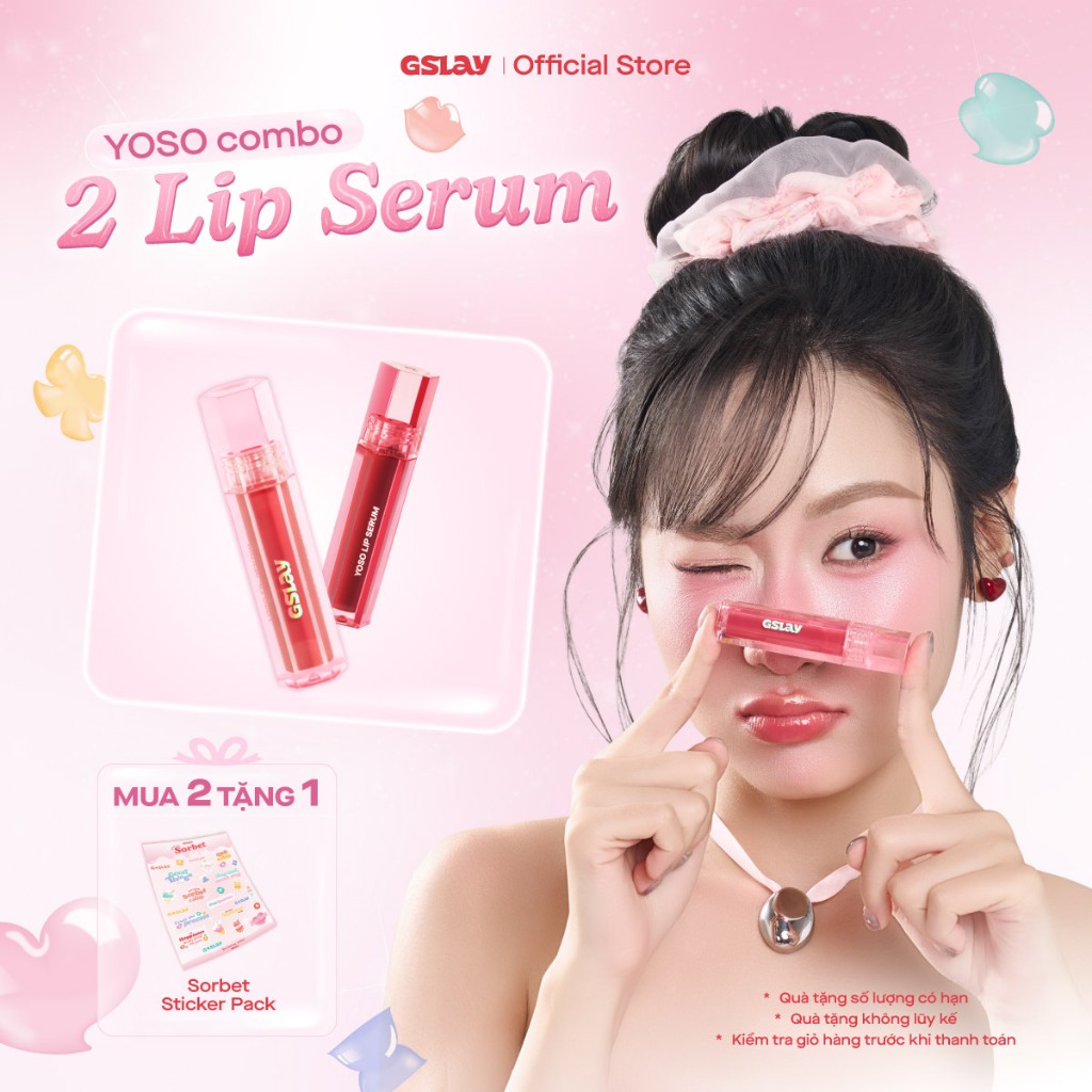 Combo 02 Son Dưỡng Bóng Có Màu Thuần Chay GSLAY YOSO Lip Serum dưỡng ẩm, tái tạo môi (1mlx2)