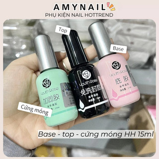 Base Top Cứng Móng Youth Rose Hoa Hồng 15ml – Dòng Giá Rẻ Cho Học Viên, Làm Nailbox – AMY NAIL