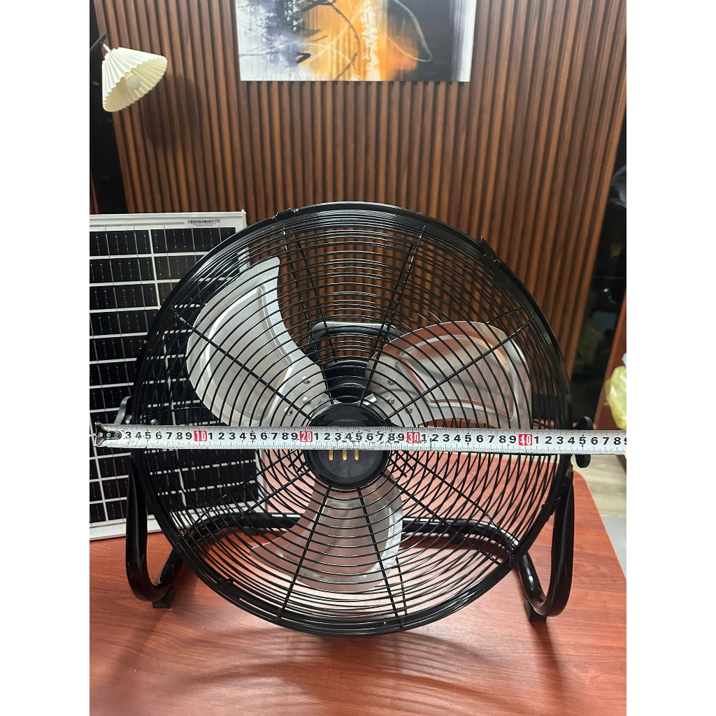 Quạt năng lượng mặt trời,quạt tích điện dạng nằm size to 14ich,12 chế độ gió,cánh kim loại