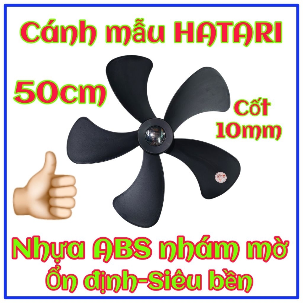 Cánh quạt B6, loại 5 lá nhựa ABS mờ nhám (Mẫu mới HATARI), 500mm, cốt 10mm, ổn định, siêu bền,gió êm