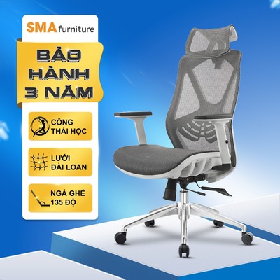 Ghế công thái học SMA Furniture Spider, Full lưới thoáng khí, ngả sâu 135 độ, bảo hành 3 năm