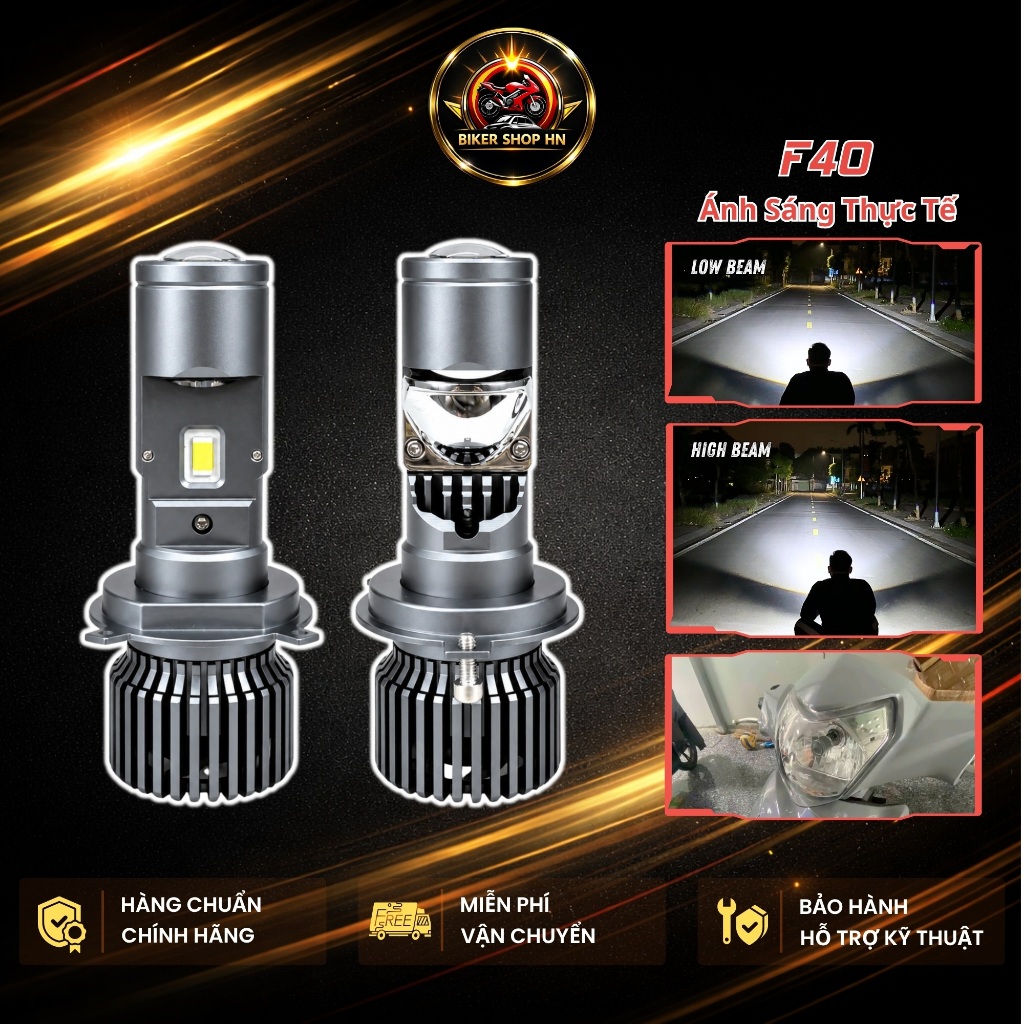 Đèn Pha Bi Cầu F40 ZED LIGHT - Chiếu Xa Hơn 200m - Lắp Cho Xe SH Mode, SH Ý, Liberty, Vespa