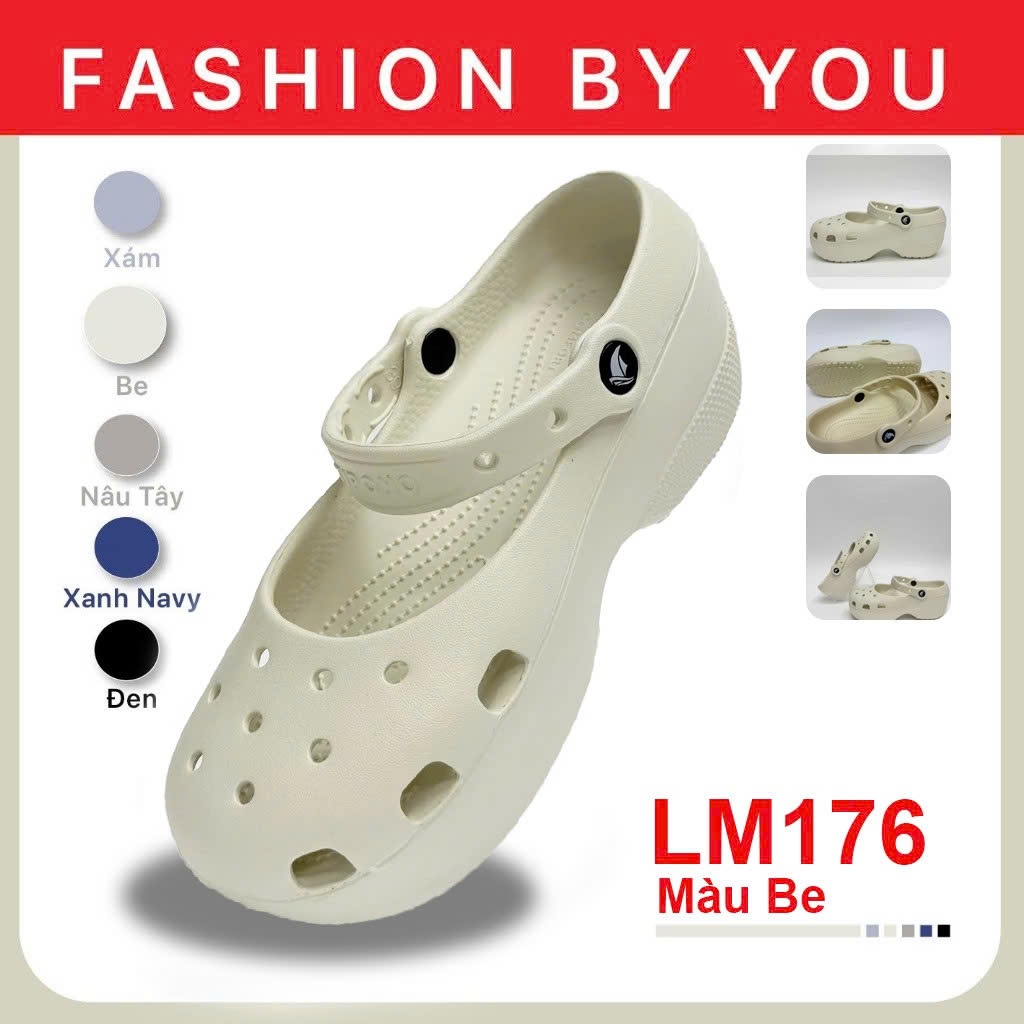 TIPONO LM176 [Tặng Charm Ngẫu Nhiên] Dép Pallet Nữ Hack Dáng Đế Cao 6cm Siêu Nhẹ Chống Trượt Êm Chân