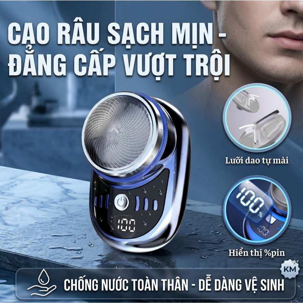 Dao Cạo Râu Mini R05 Laken Cạo Sạch Không Dây Chống Thấm Nước Có Màn Hình Hiển Thị Kỹ Thuật Số Cho N
