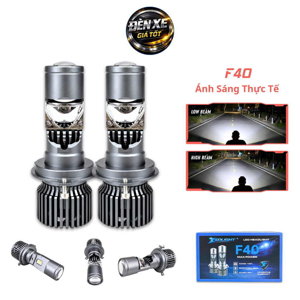 Đèn Pha Bi Cầu Mini F40 ZED LIGHT - Chiếu Xa Hơn 200m - Lắp Cho Xe SH Mode, SH Ý, Liberty, Vespa - P