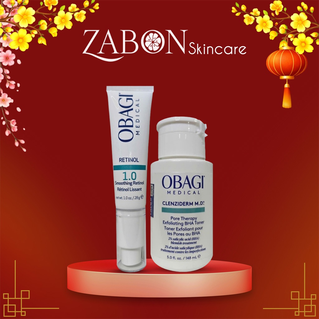 Bộ đôi dưỡng da Toner BHA Giảm Mụn Obagi Clenziderm M.D 148ml và Kem Chống Lão Hóa & Tái Tạo Da Obag
