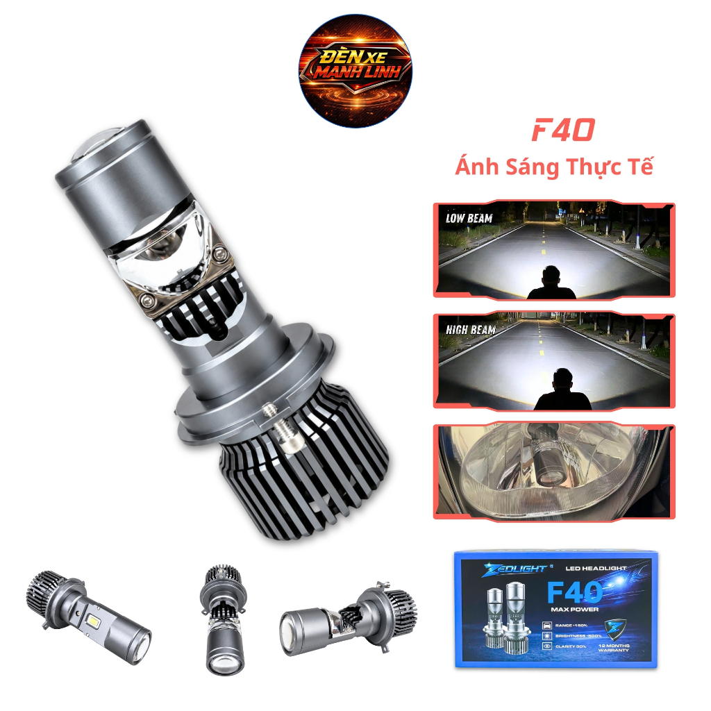 Đèn Pha Bi Cầu Mini F40 ZED LIGHT - Chiếu Xa Hơn 200m - Lắp Cho Xe SH Mode, SH Ý, Liberty, Vespa