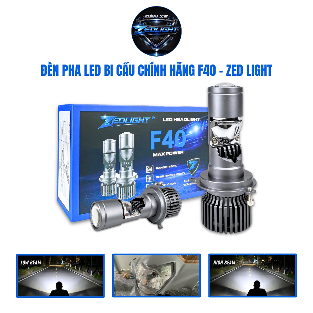 Đèn Pha Bi Cầu Mini F40 ZED LIGHT - Chiếu Xa Hơn 200m - Lắp Cho Xe Máy SH Mode, SH Ý, Liberty, Vespa