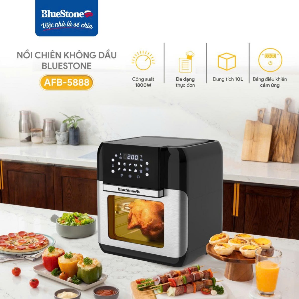 Nồi Chiên Không Dầu BlueStone AFB-5888 10 Lít 1800W