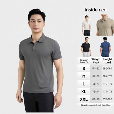 Áo Polo Nam Họa Tiết Insidemen Regular Fit Polyamide cao cấp, mát lạnh, đàn hồi, ôm dáng IPS063MAH0
