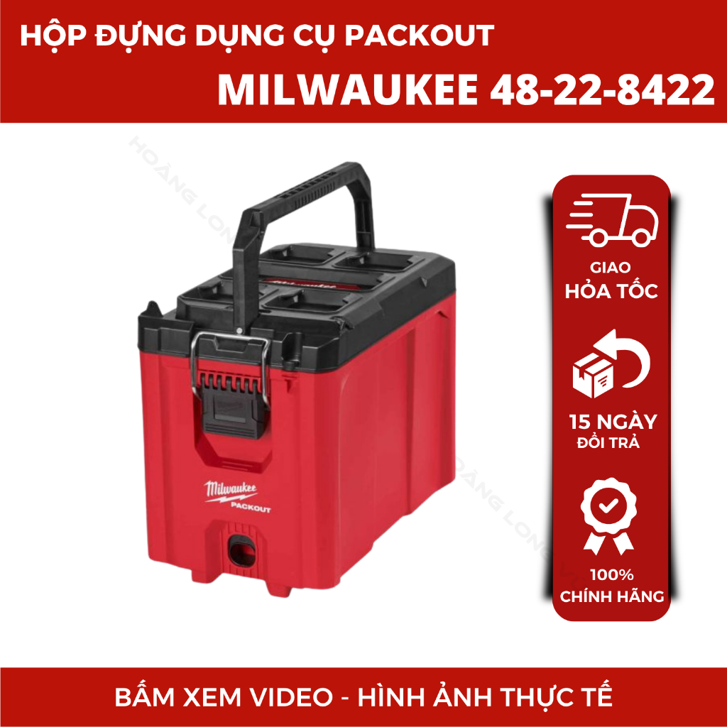 Thùng đồ nghề Milwaukee 48-22-8422, hộp đựng đồ nghề sửa chữa đa năng, packout nhiều ngăn,chống nước