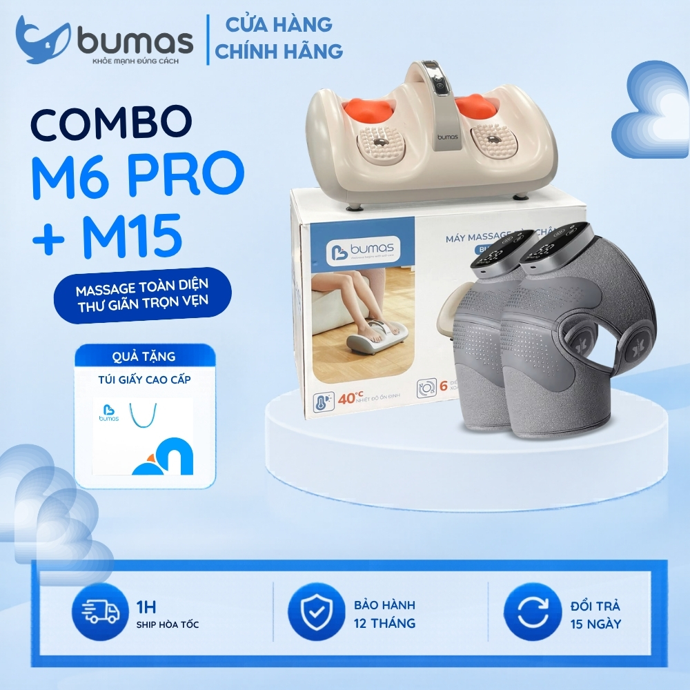 Combo Máy Massage Chân BUMAS M15 và Máy Massage Đầu Gối M6 PRO,  Masage Toàn Diện Thư Giãn Trọn Vẹn