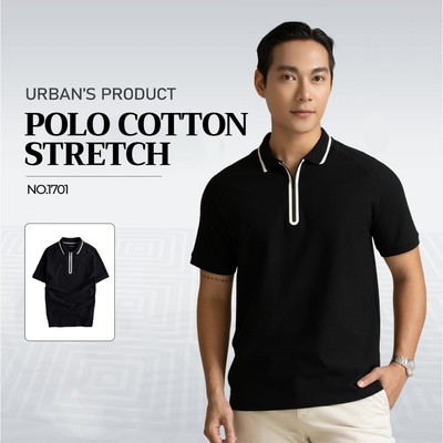Áo thun polo nam URBAN vải cotton stretch cao cấp, cổ bẻ viền sang trọng, phom slim fit gọn gàng NO.1701