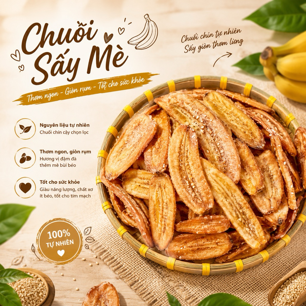 Chuối Sấy Mè | Đặc sản Đà Lạt