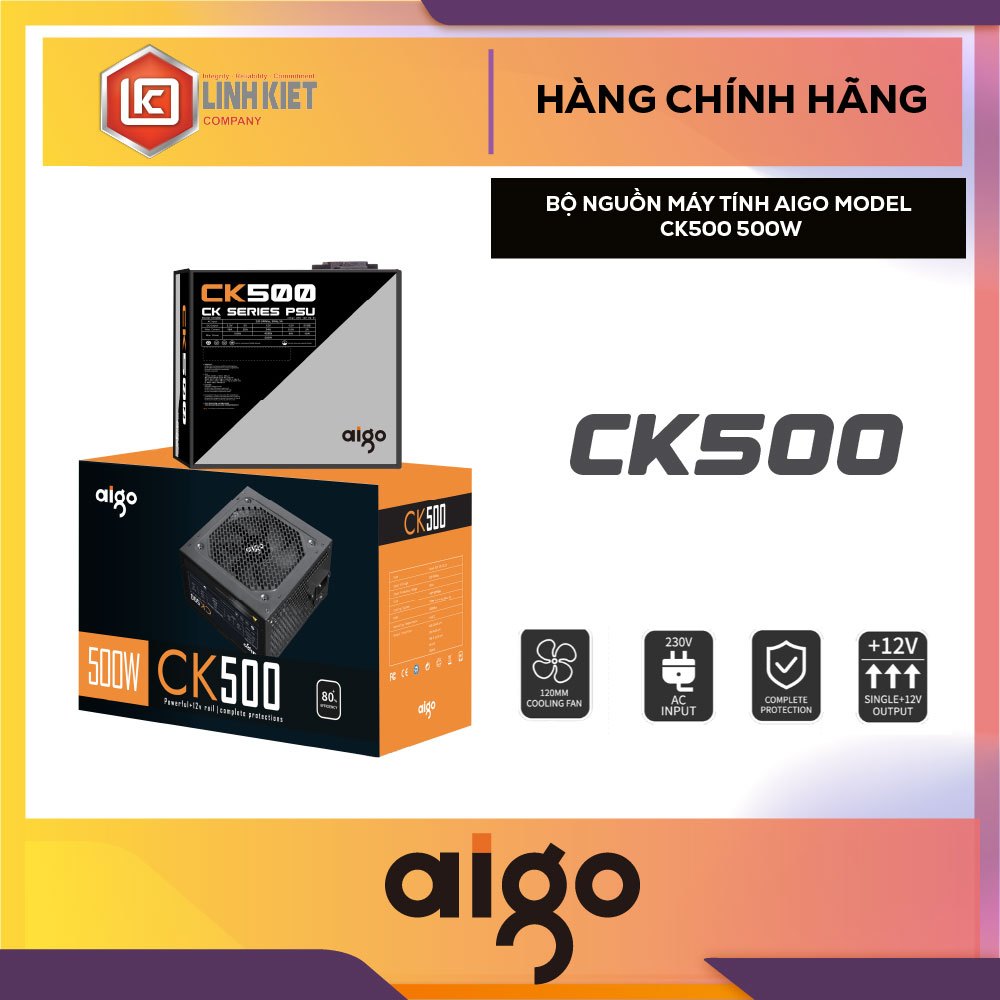 BỘ NGUỒN MÁY TÍNH AIGO MODEL CK500 500W