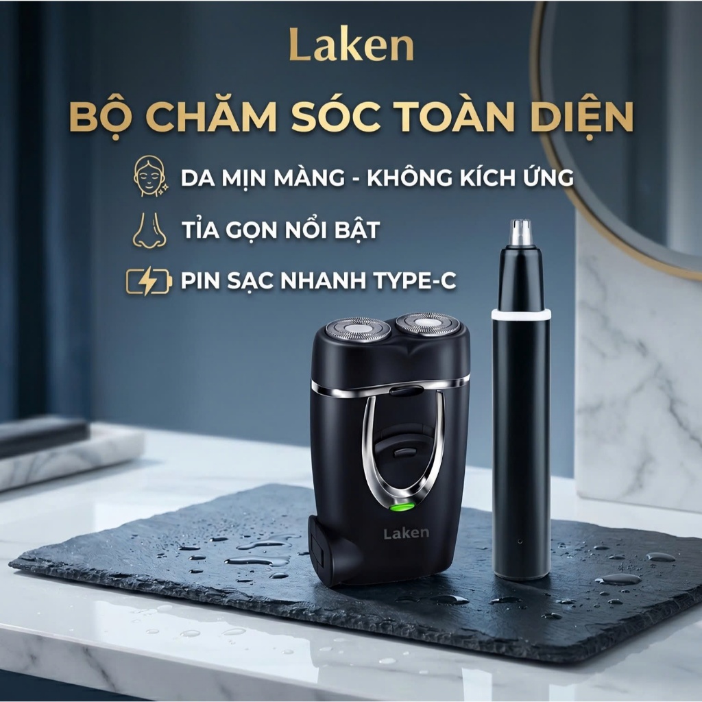 Combo máy cạo râu LAKEN R07 và tỉa lông mũi M01 cạo sát chân râu, động cơ khoẻ, cạo êm ái không gây 