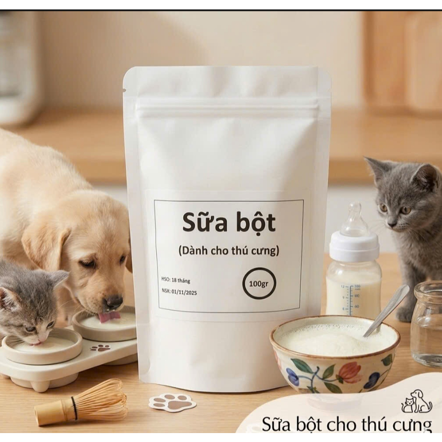 Sữa bột 100gr Sữa cho chó mèo dạng bột (Bio milk new)