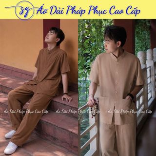 Pháp Phục Nam Thiền Phong Đũi Nhật Cao Cấp Tay Lỡ - Bộ Đồ Đi Chùa Nam 3 Màu Thanh Tịnh - Áo Dài Pháp Phục Sài Gòn