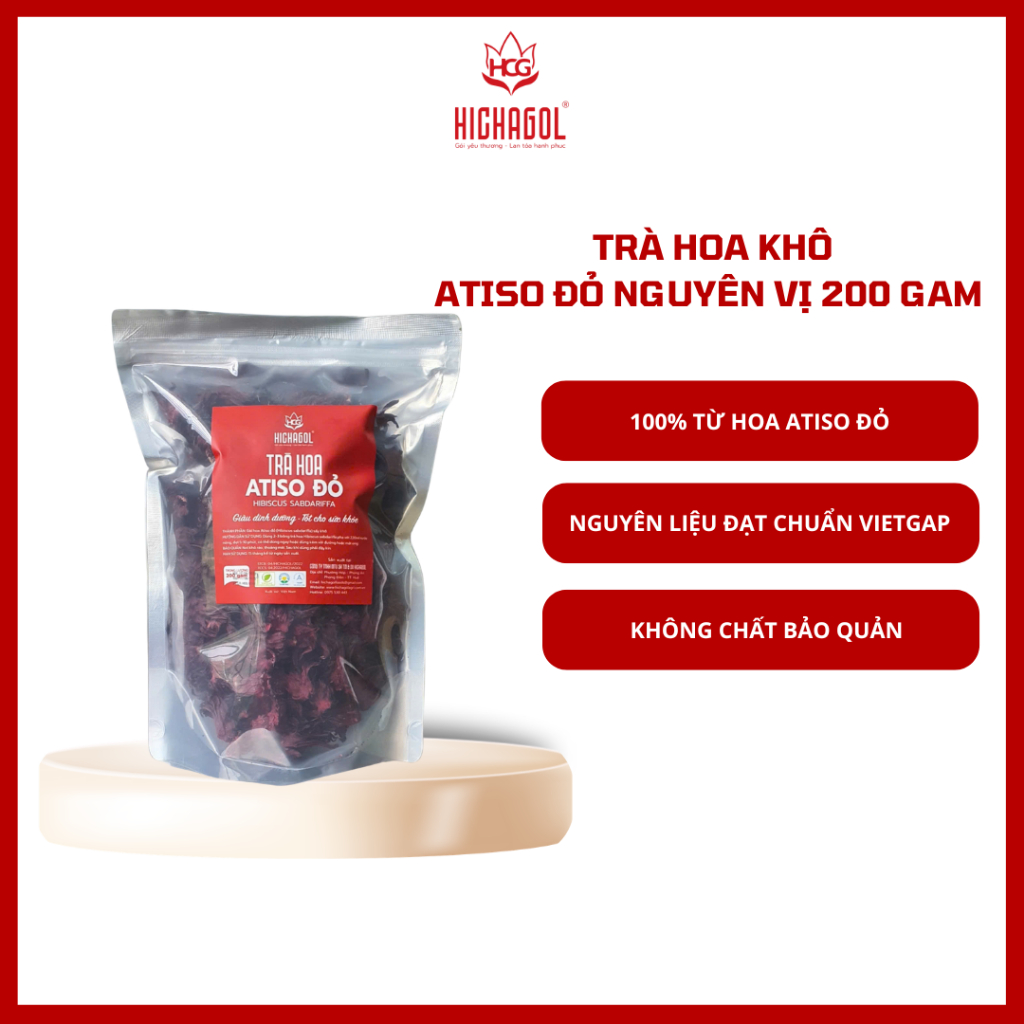 Trà Atiso Đỏ Nguyên Đài HICHAGOL 200g – Hoa Atiso Đỏ Khô Tự Nhiên, Dùng Pha Trà