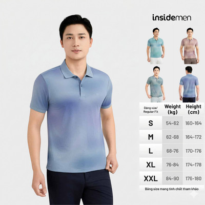 Áo Polo Nam Lưới Insidemen Regular Fit hiệu ứng Gradient độc đáo, thoáng khí, khô nhanh IPS251AS0