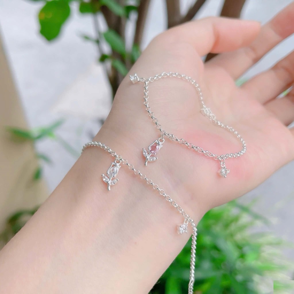 Lắc tay nữ bạc ta lắc tay hoa hồng dày dặn