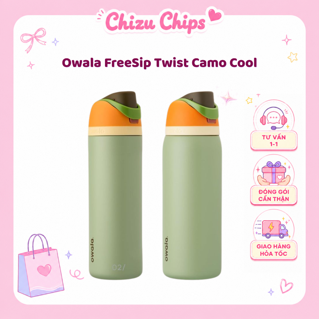 [Hàng Chính Hãng] Bình giữ nhiệt thiết kế thể thao Owala Camo 24oz và 32oz