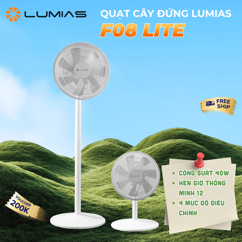 Quạt cây Lumias F08 lite - 40W, 4 cấp độ - Remote điều khiển từ xa