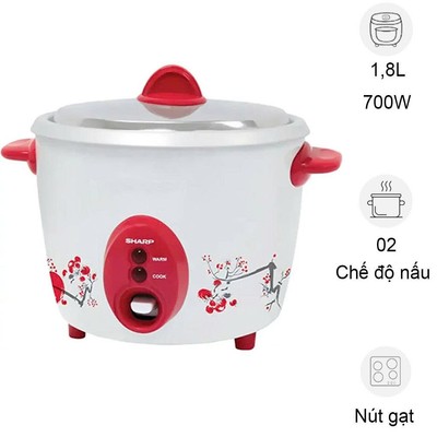 Nồi Cơm Điện Sharp KSH-D18V 1.8 Lít - Hàng chính hãng bảo hành 12 tháng (Màu ngẫu nhiên)