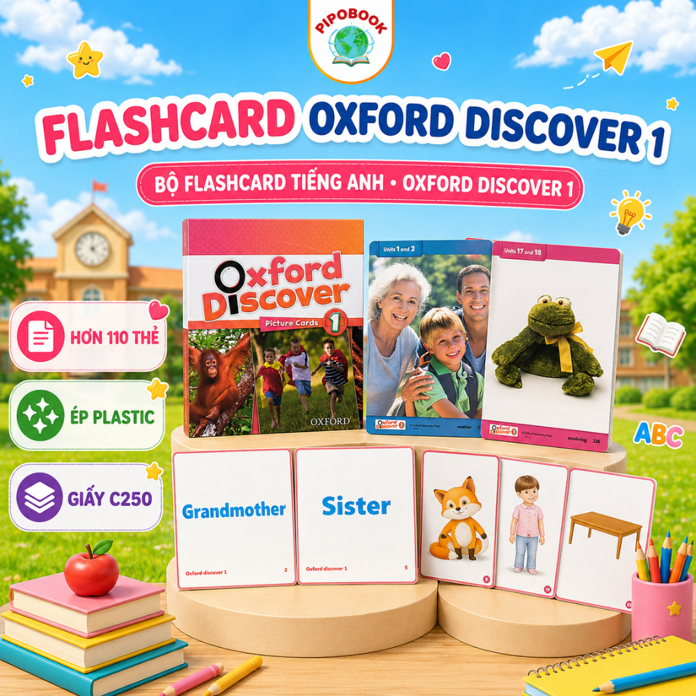 Flashcard Oxford Discover level 1,2 - FLASHCARD dày, đẹp ép plastic bền của oxford discover 1,2