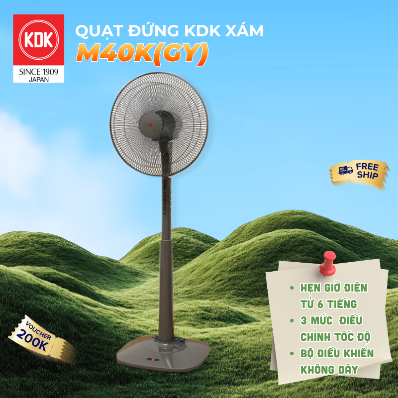 Quạt Đứng Nhật KDK 3 cánh - M40K(GY) - Bảo Hành Chính Hãng 2 Năm