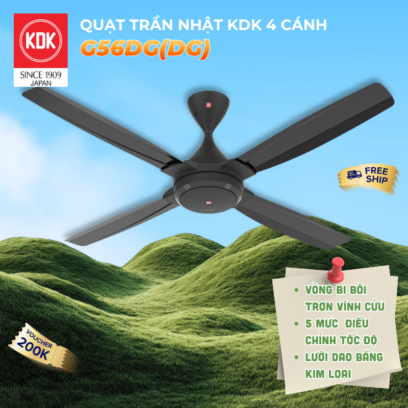 Quạt Trần KDK Nhật G56DG(DG) - Bảo Hành Chính Hãng KDK 24 Tháng