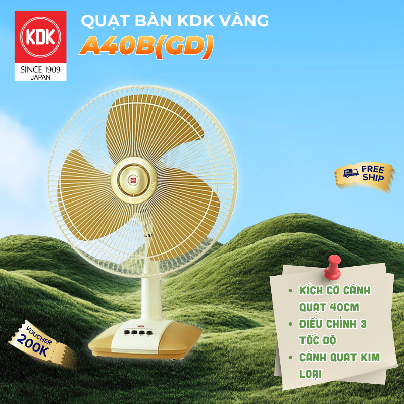 Quạt bàn Nhật 3 mức gió (50W) KDK  A40B - Bảo hành chính hãng 12 tháng