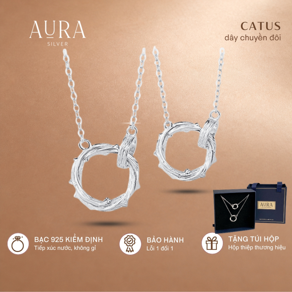 Dây chuyền đôi bạc 925 vòng cổ cặp tình yêu Catus-AURASILVER-DCD05